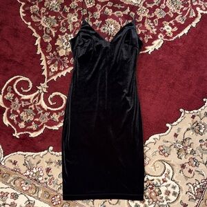 B. Smart Black Velvet Midi Dress